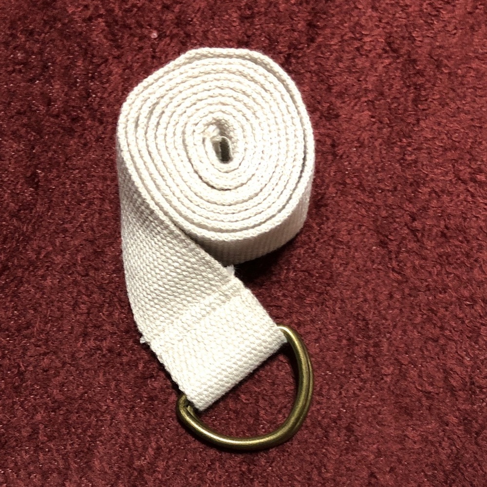 White Canvas Belt with Brass Double D-Ring